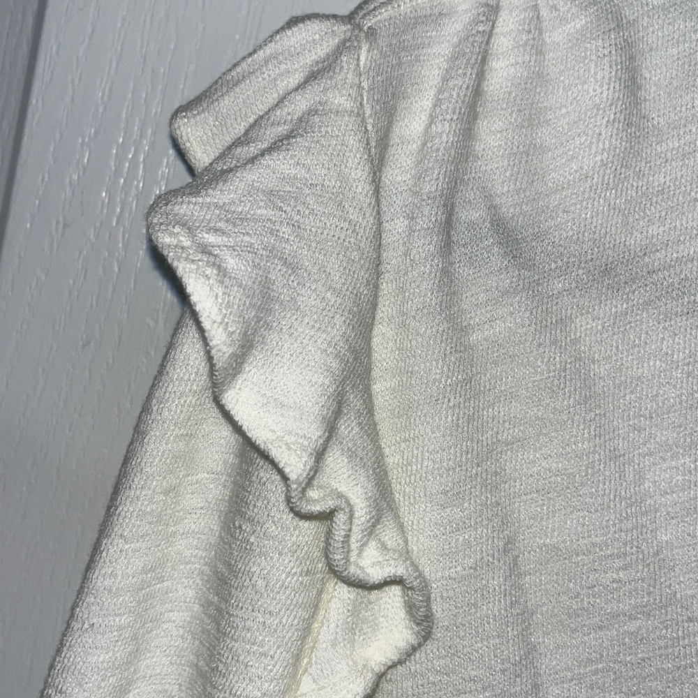 Anthropologie Pilcro cream ruffle detail long sleeve knit Henley Size XL - Picture 3 of 6